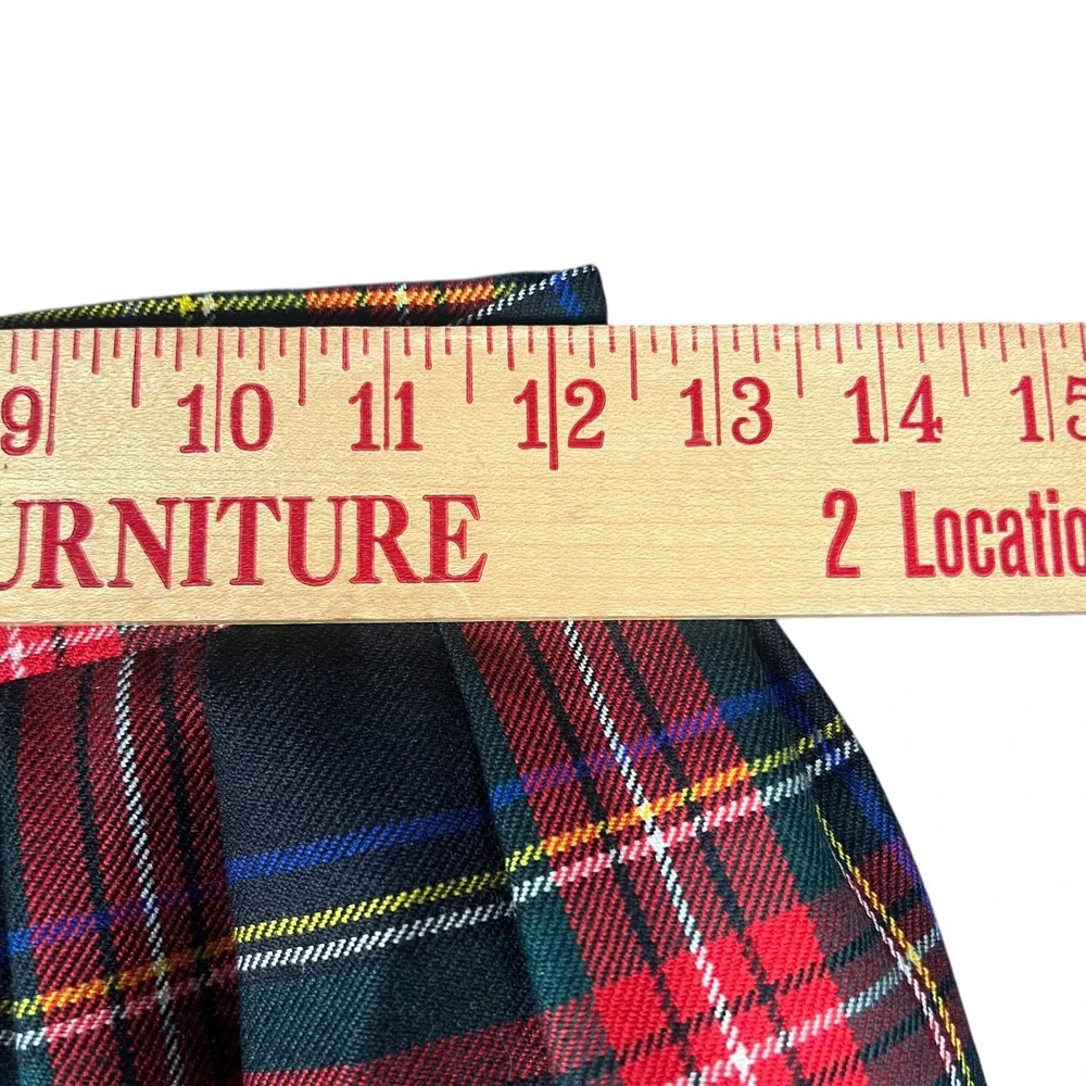 Lands End Vintage Wool Plaid Skirt Scotland Red Green Tartan Midi Womens 8 - Picture 4 of 9
